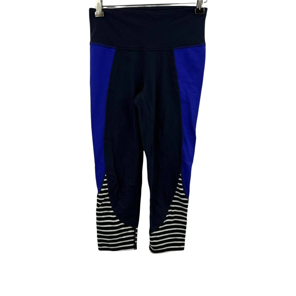 Athleta Blue Cropped Capri with Striped Panels Size XS